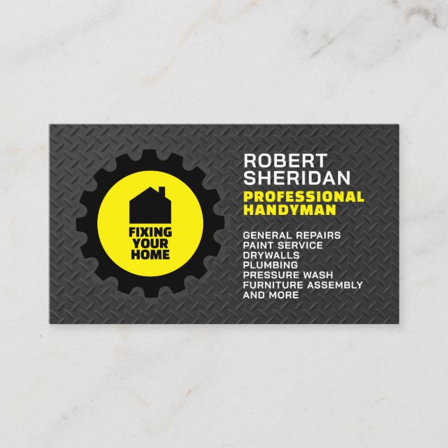 Stamped metal faux texture handyman business card (Front)