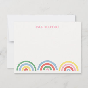Stamped Rainbows Kids Stationery Card - Cherry