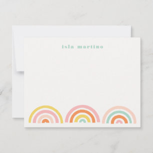 Stamped Rainbows Kids Stationery Card - Tangerine