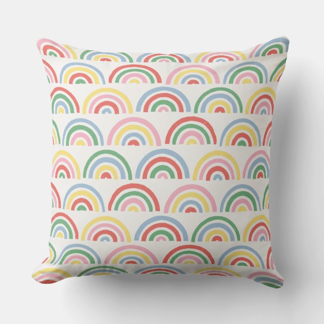 Stamped Rainbows Kids' Throw Pillow - Cherry (Front)