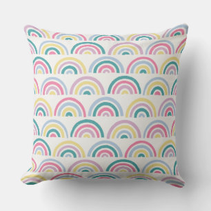 Stamped Rainbows Kids' Throw Pillow - Teal
