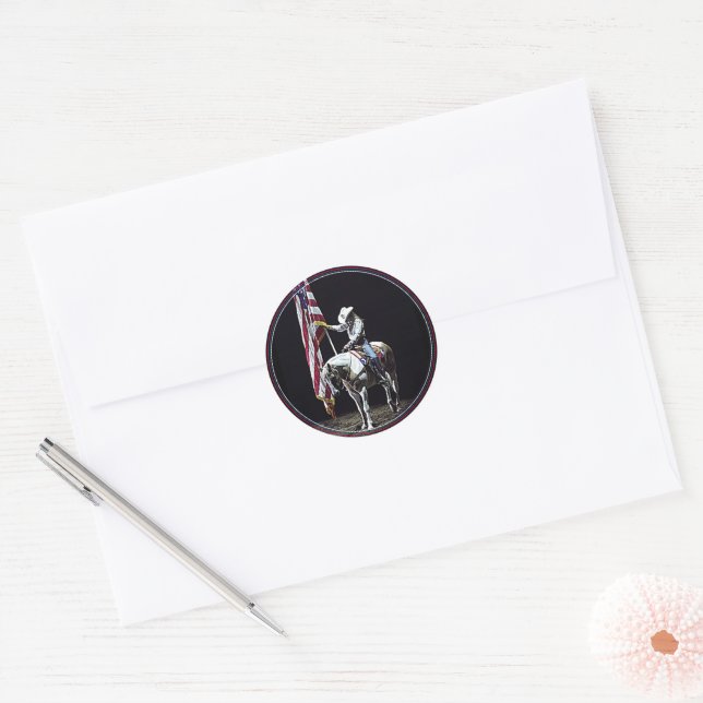 Stampede Prayers (red, white & blue border) Classic Round Sticker (Envelope)