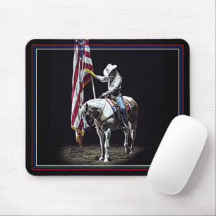 Stampede Prayers (red, white & blue border) Mouse Mat