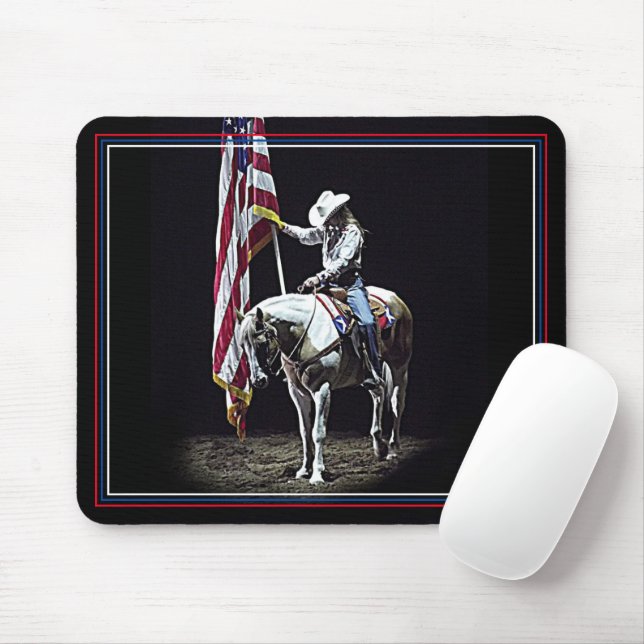 Stampede Prayers (red, white & blue border) Mouse Mat (With Mouse)
