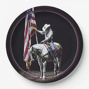 Stampede Prayers (red, white & blue border) Paper Plate