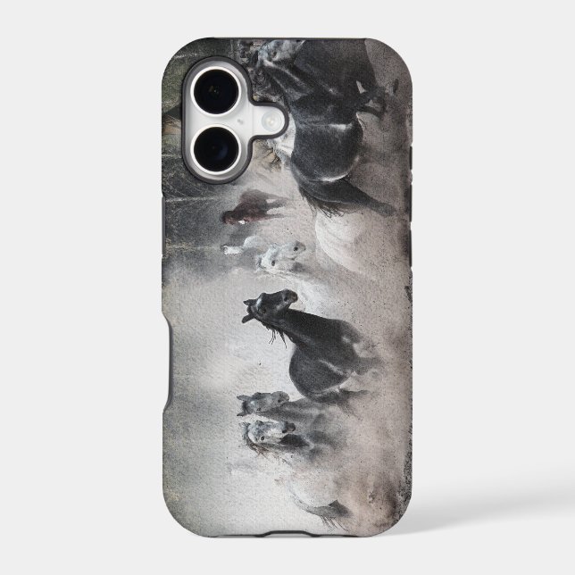 Stampeding Mustang Horses & Teepee iPhone 5 Case (Back)