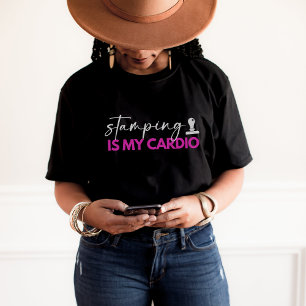 Stamping is my Cardio Pink Funny Notary Black T-Sh T-Shirt