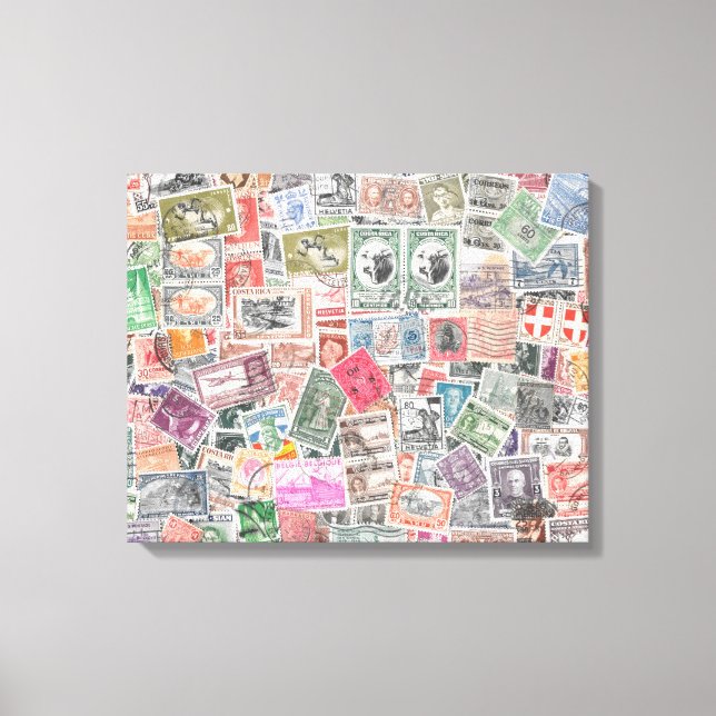 Stamps from Around the World, Unique Canvas Art (Front)