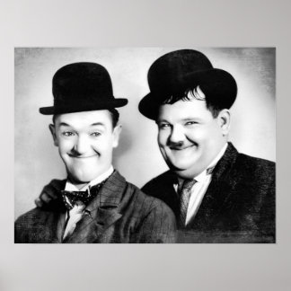 Stan Laurel and Oliver Hardy BW Vintage D1 Poster