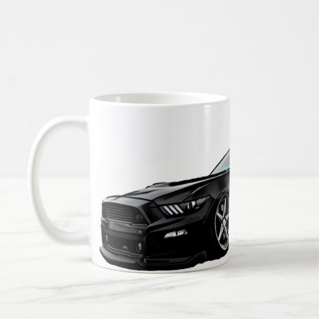 Stanced Black Mustang S550 Coffee Mug (Left)