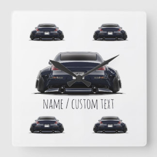 Stanced Nissan 350Z Widebody JDM Automotive Art Square Wall Clock