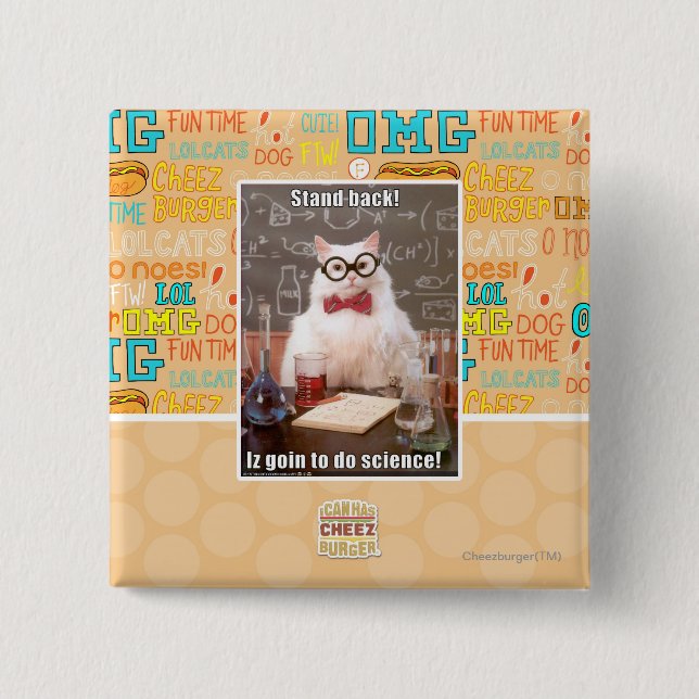 Stand back! 15 cm square badge (Front)