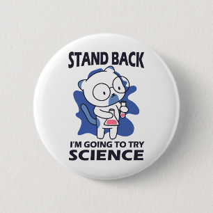 Stand Back - Adorable Cat Scientist Experimenting  6 Cm Round Badge