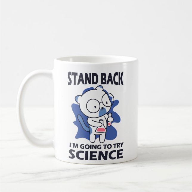 Stand Back - Adorable Cat Scientist Experimenting  Coffee Mug (Left)