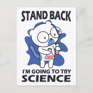 Stand Back - Adorable Cat Scientist Experimenting  Postcard