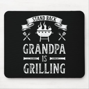 Stand Back Grandpa Is Grilling Bbq Barbecue Father Mouse Mat