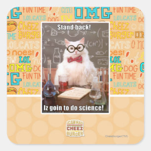 Stand back! square sticker