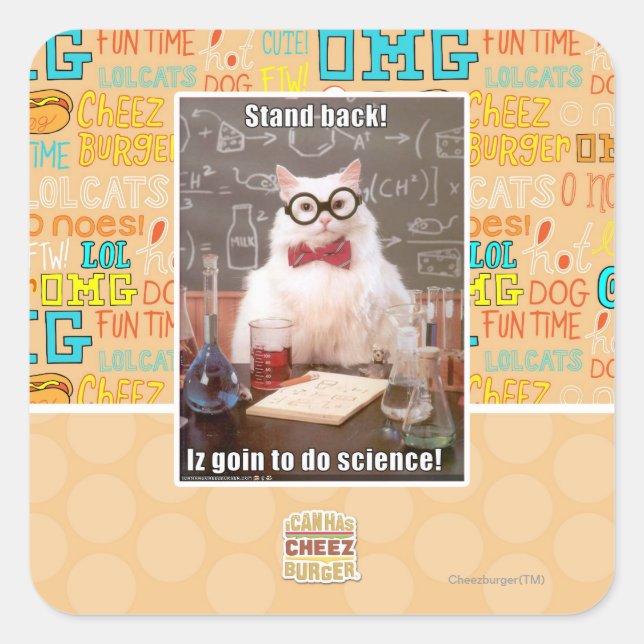 Stand back! square sticker (Front)