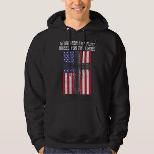 Stand Flag Kneel Cross God Jesus America US Christ Hoodie