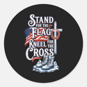 Stand For Flag Kneel Cross Classic Round Sticker