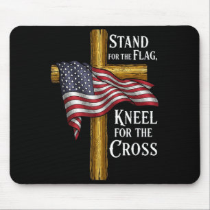 Stand For Flag Kneel For Cross Patriotic Christian Mouse Mat