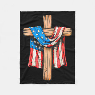 Stand for The Flag and Kneel for The Cross Fleece Blanket