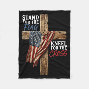 Stand For The Flag Kneel For The Cross American Fl Fleece Blanket