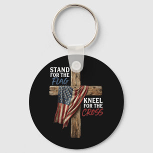 Stand for The Flag Kneel for The Cross American Key Ring