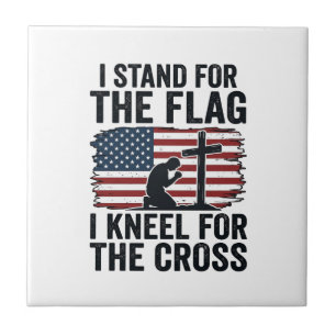 Stand for the Flag Kneel for the Cross Shirt Desig Tile