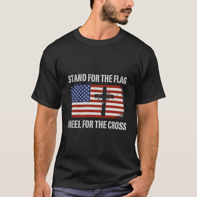 Stand For The Flag Kneel For The Cross T-Shirt (Front)