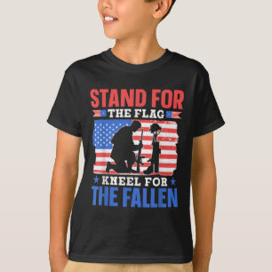 Stand For The Flag Kneel For The Fallen Combat Mem T-Shirt