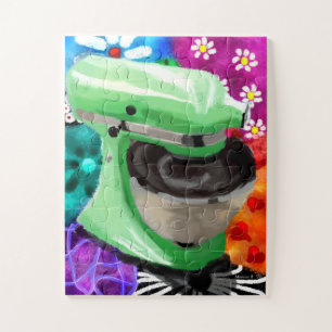 Stand Mixer Funky Abstract Art Green Pink Jigsaw Puzzle