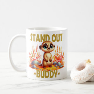 Stand out buddy pun. Cute Suricate Meerkat cartoon Coffee Mug