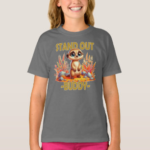 Stand out buddy pun. Cute Suricate Meerkat cartoon T-Shirt