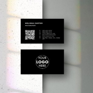 Stand Out!   Easy QR Code & Logo   Black   Minimal Business Card