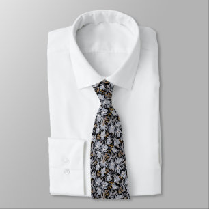 Stand Out Gold & Silver Modern Floral Designer Tie
