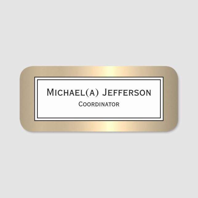 Stand Out Gold White Black Style Name Tag (Front)