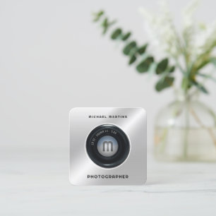 Stand out photo camera looks square business card