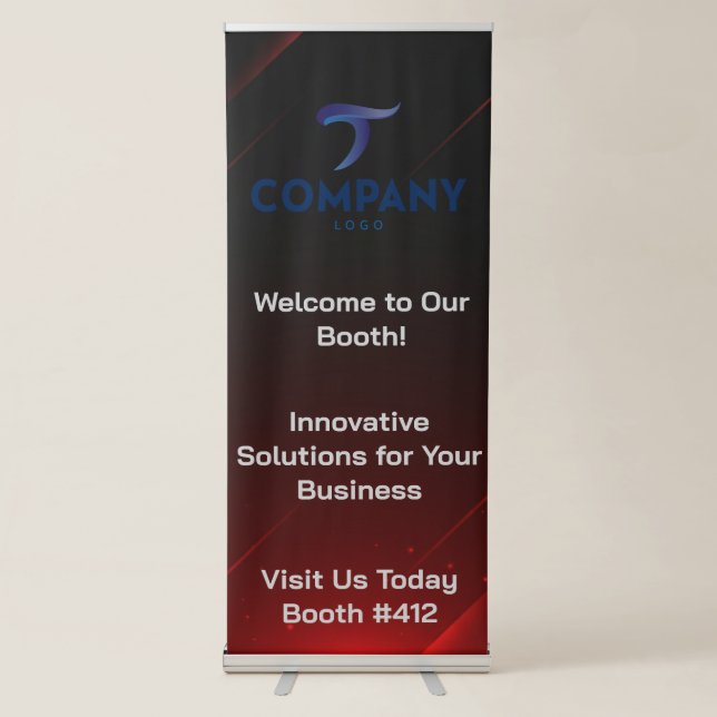 Stand Out Strong: Red & Black Bold Custom Vertical Retractable Banner (Front)