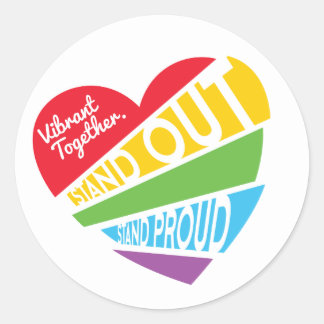 Stand Proud - Rainbow Heart LBGTQ Pride Sticker