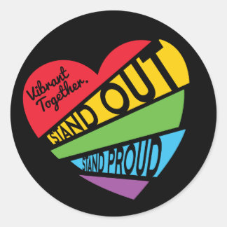 Stand Proud - Rainbow Heart LBGTQ Pride Sticker