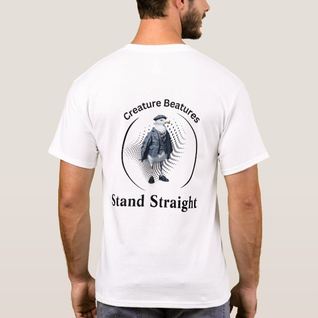 Stand straight seagull in scottish tartan disguise T-Shirt (Back)
