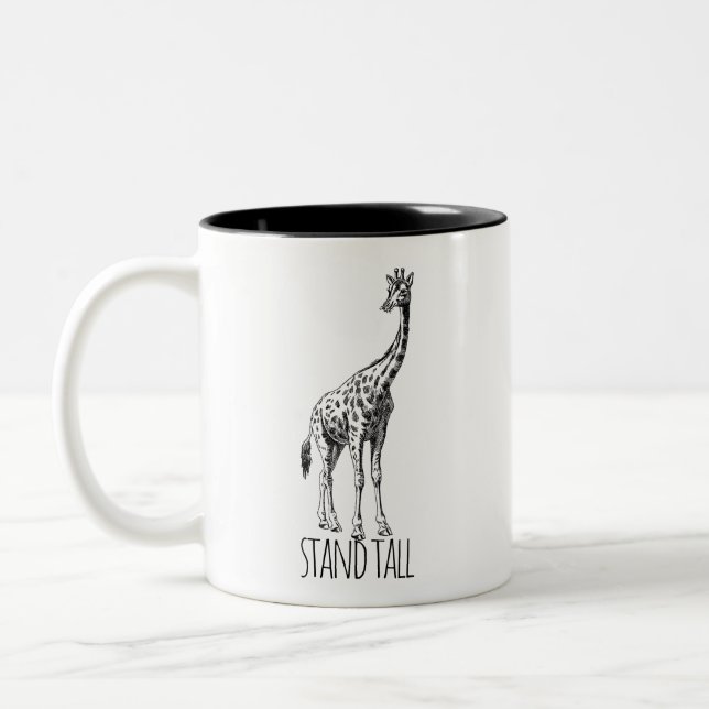 Stand Tall Graceful Giraffe Two-Tone Coffee Mug (Left)