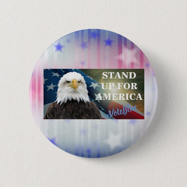 STAND UP FOR AMERICA  #VoteBlue 6 Cm Round Badge (Front)
