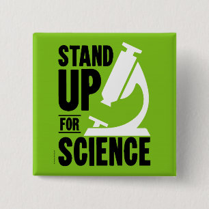 Stand Up for Science Microscope 15 Cm Square Badge
