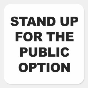 STAND UP FOR THE PUBLIC OPTION SQUARE STICKER