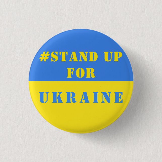 Stand Up For Ukraine - Freedom - Ukrainian Flag 3 Cm Round Badge (Front)