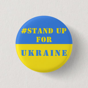 Stand Up For Ukraine - Freedom - Ukrainian Flag 3 Cm Round Badge