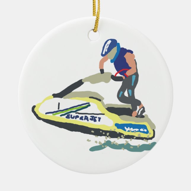 Stand Up Jet Ski SuperJet Ceramic Tree Decoration (Front)