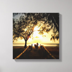 Stand Up Paddle Boarding Sunrise Stretched Canvas Print